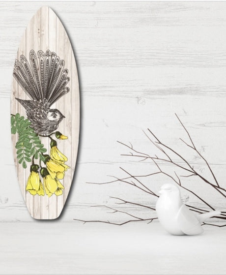 Fantail Ply Surfboard Art - Kiwiana Wall Art