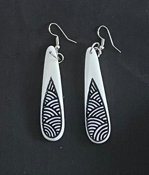 Small Drop - Bone Carved Earrings