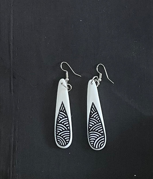 Small Drop - Bone Carved Earrings