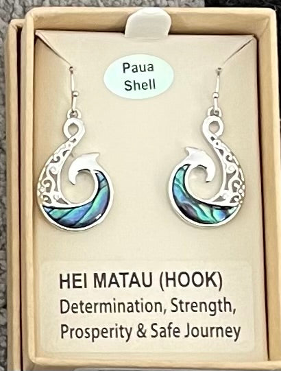 Paua Hei Matau Earrings