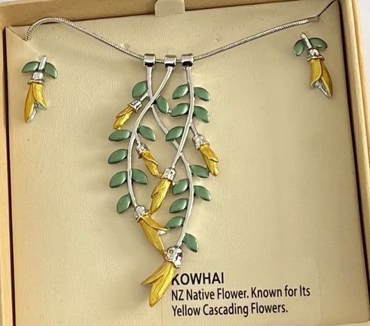 Kowhai Necklace and Earrings