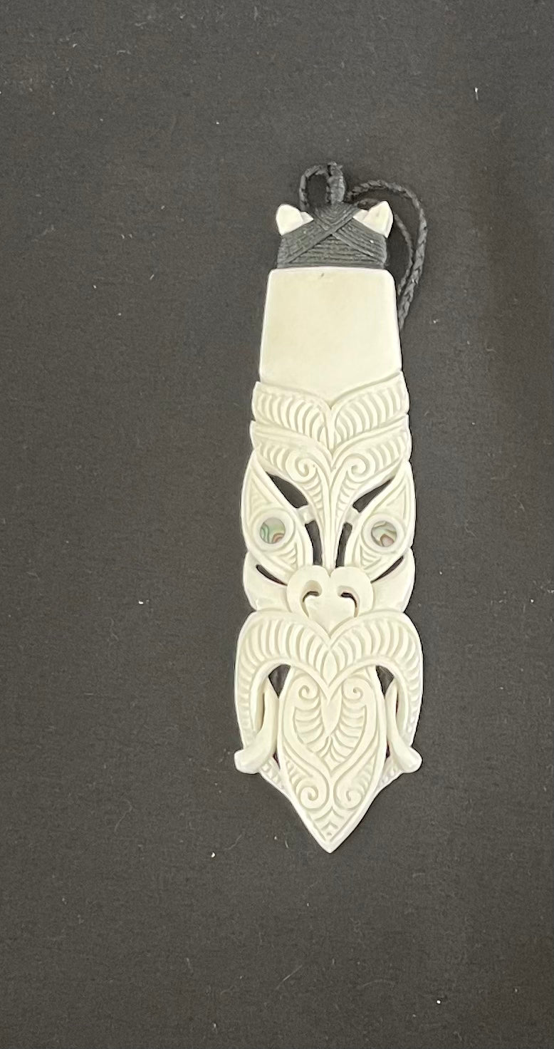 Large Tiki Pendant - Bone Carving