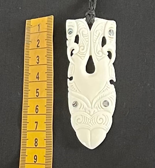 Double Manaia Hei Tiki - Beef Bone Carving