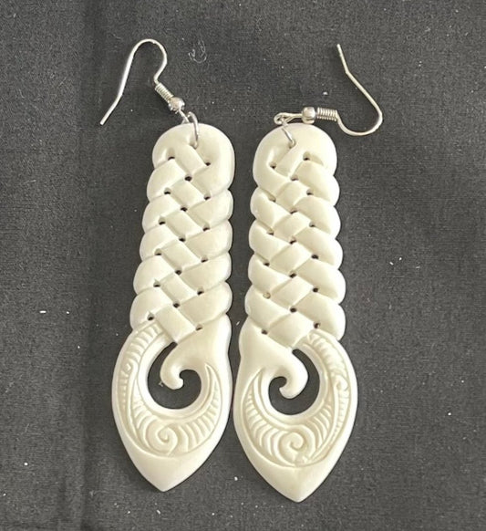 Platted - Carved Bone Earrings