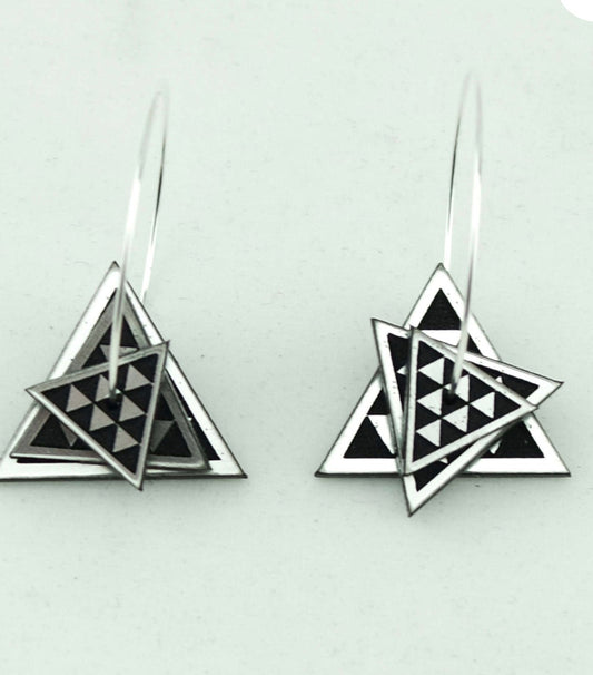 3d stacker Taniko earrings silver