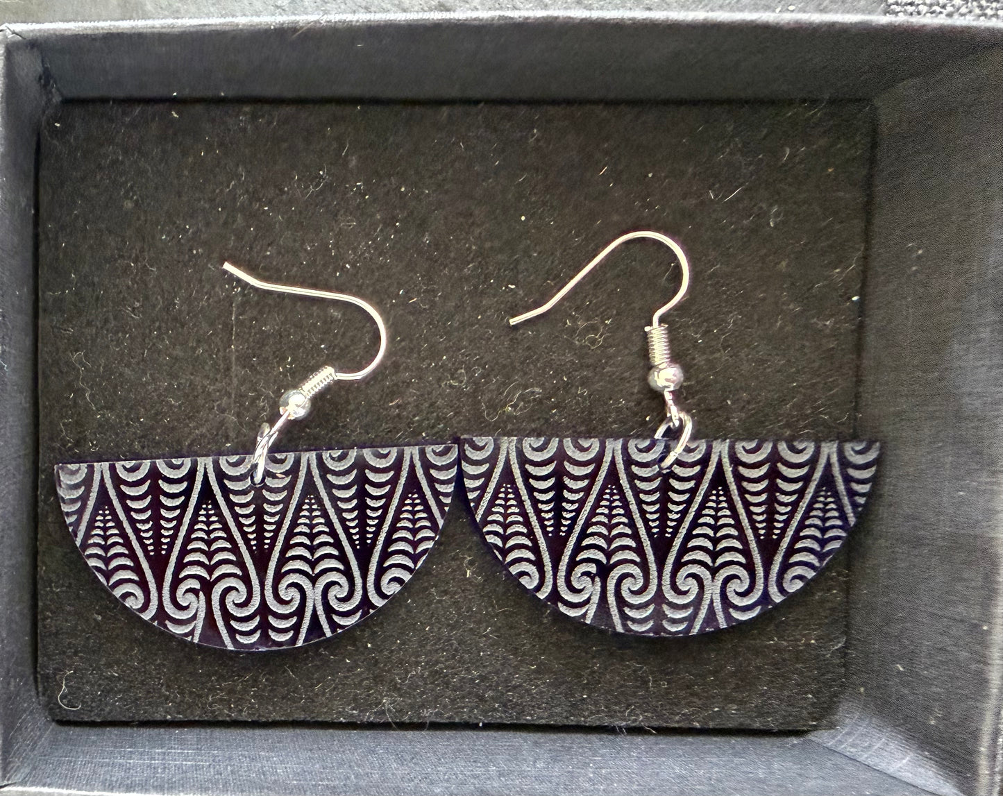Maori Design Resin - Navy Blue Earrings