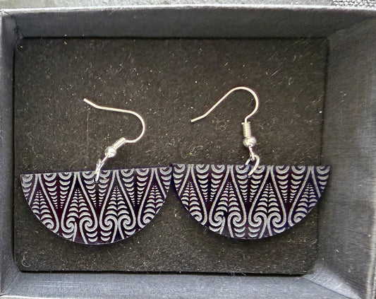 Maori Design Resin - Navy Blue Earrings
