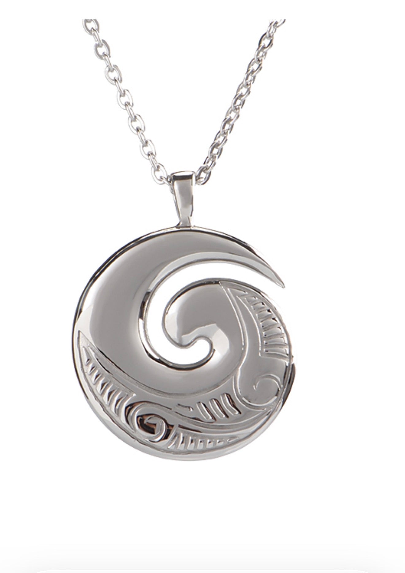Stainless Steel Open Koru Necklace