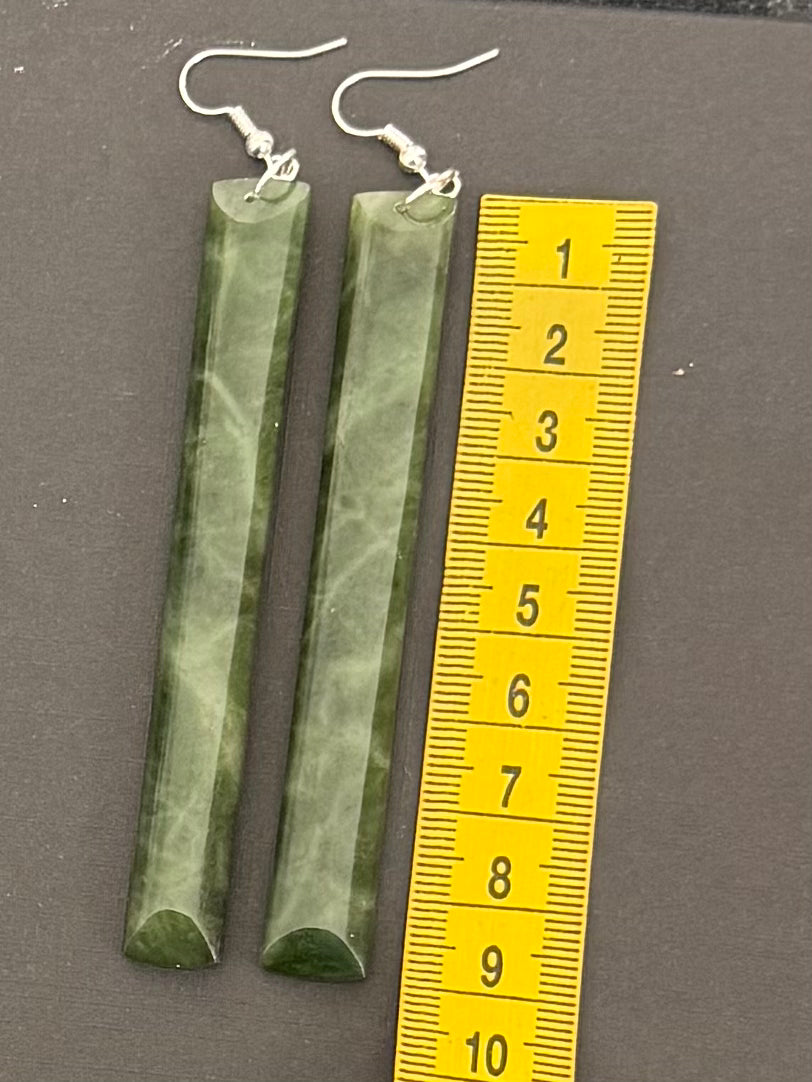 Extra Long Toki Greenstone Earrings 1