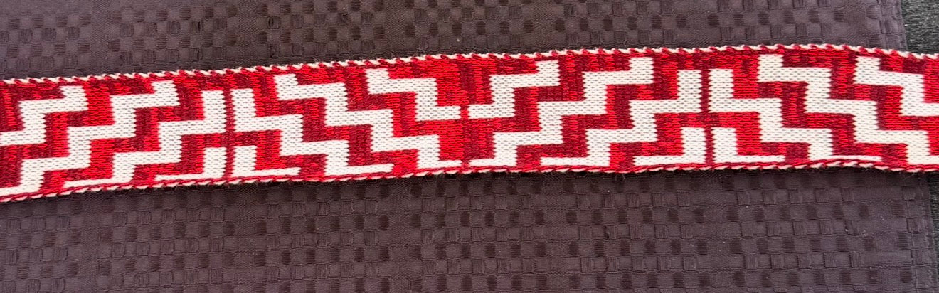 True Poutama Design Taniko Band 2.5in Red and maroon mixed