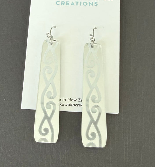 Maori Design Resin - Silver Mirror Earrings