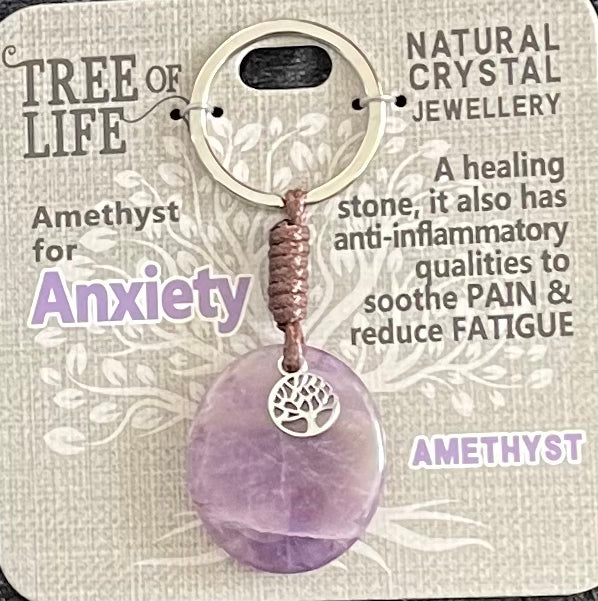 Tree Of Life - Gemstone Crystal Key Ring - Amethyst Anxiety