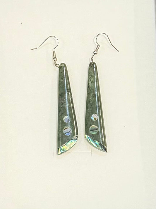 Toki Greenstone Earrings With Paua 2