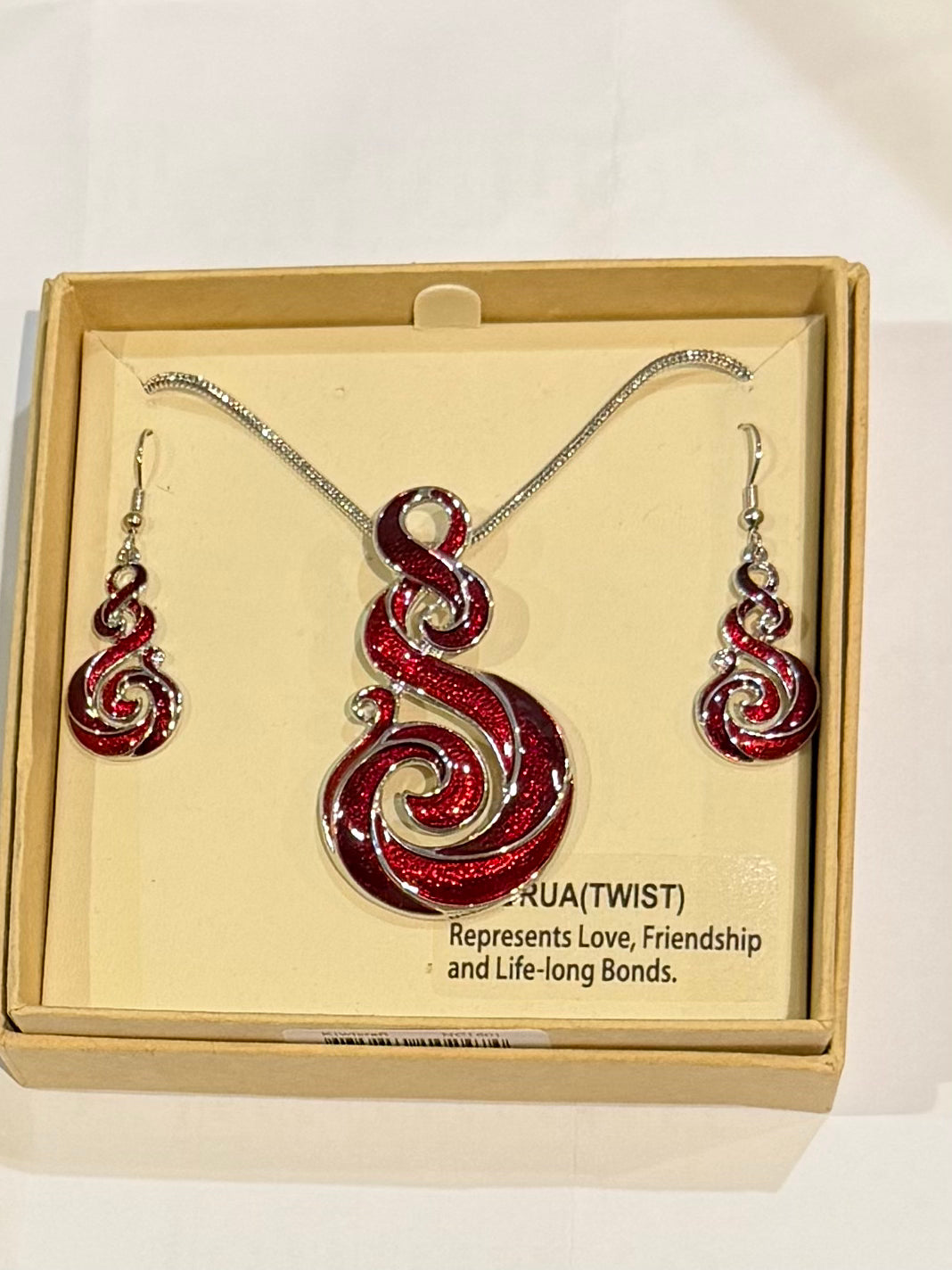 Red twist Necklace and Earrings
