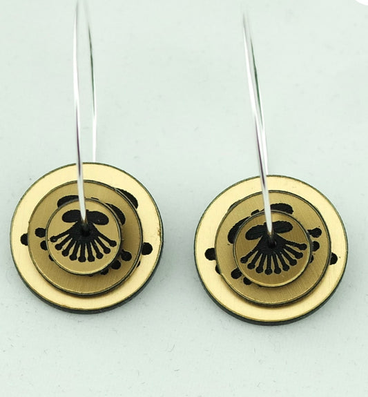 3d acrylic  stacker Pohutukawa earrings gold