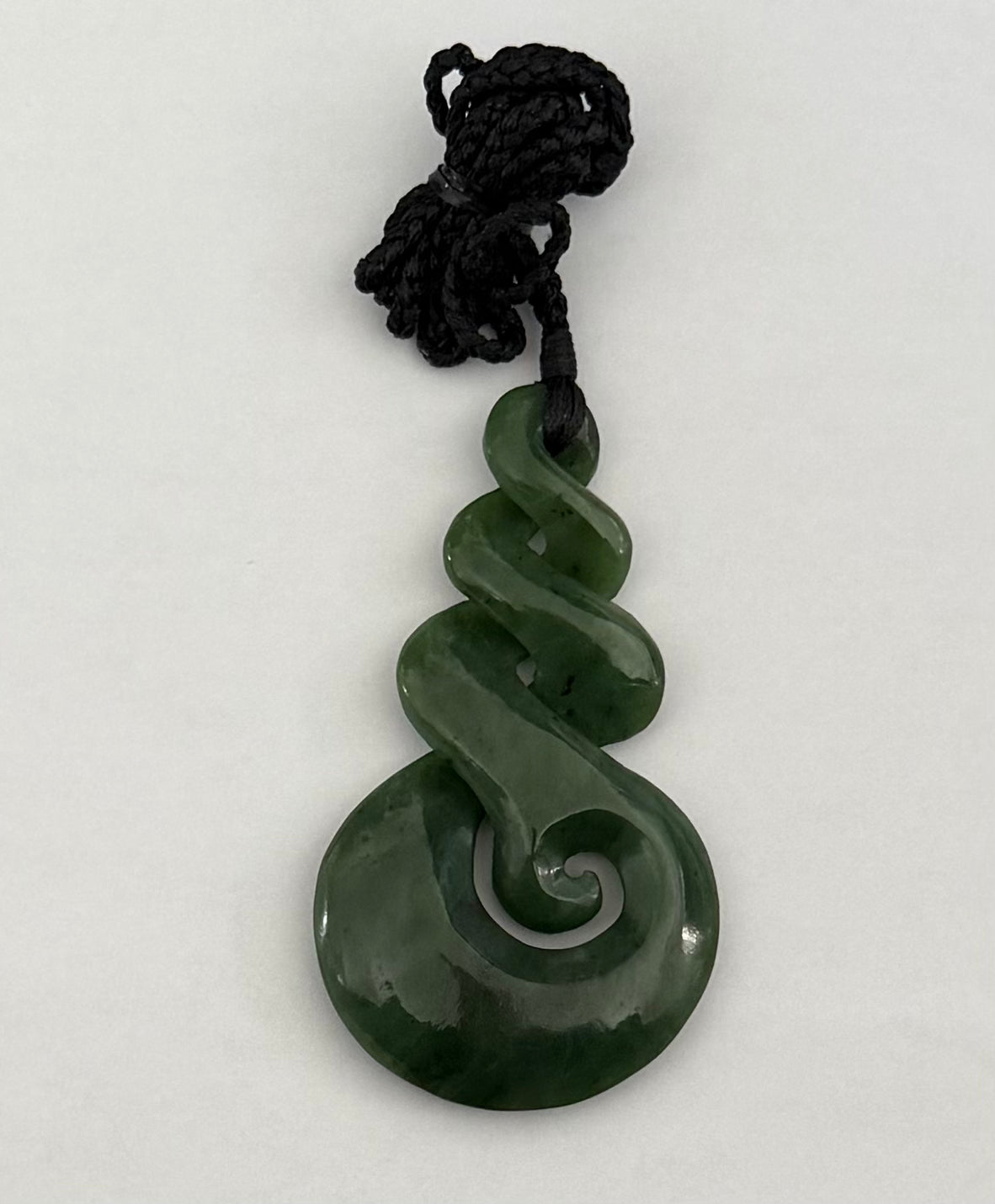 Large Greenstone Koru Twist Pendant