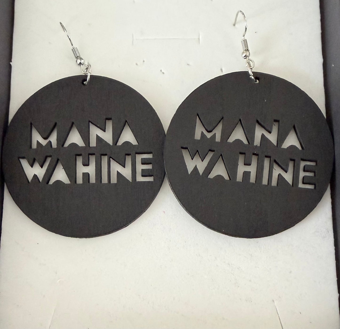 Wooden black mana wahine earrings