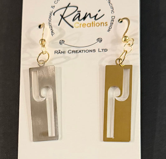 Stainless Steel Gold Maori Flag Design Earrings