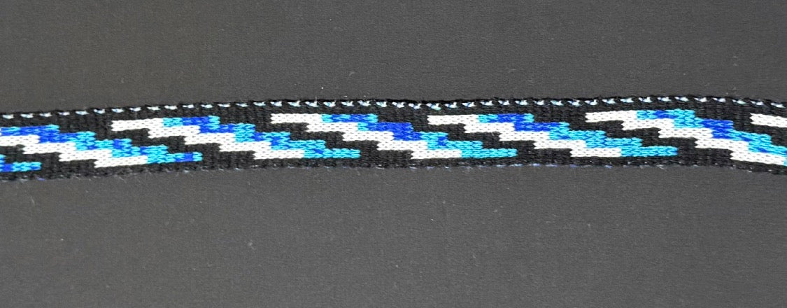 1inch paua Black and White Poutama Taniko Band