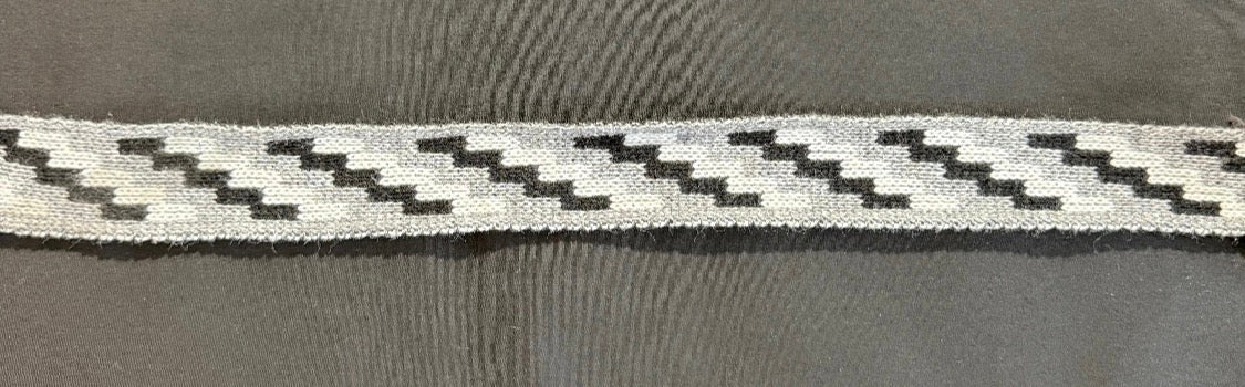 1inch grey Black and White Poutama - Taniko Band