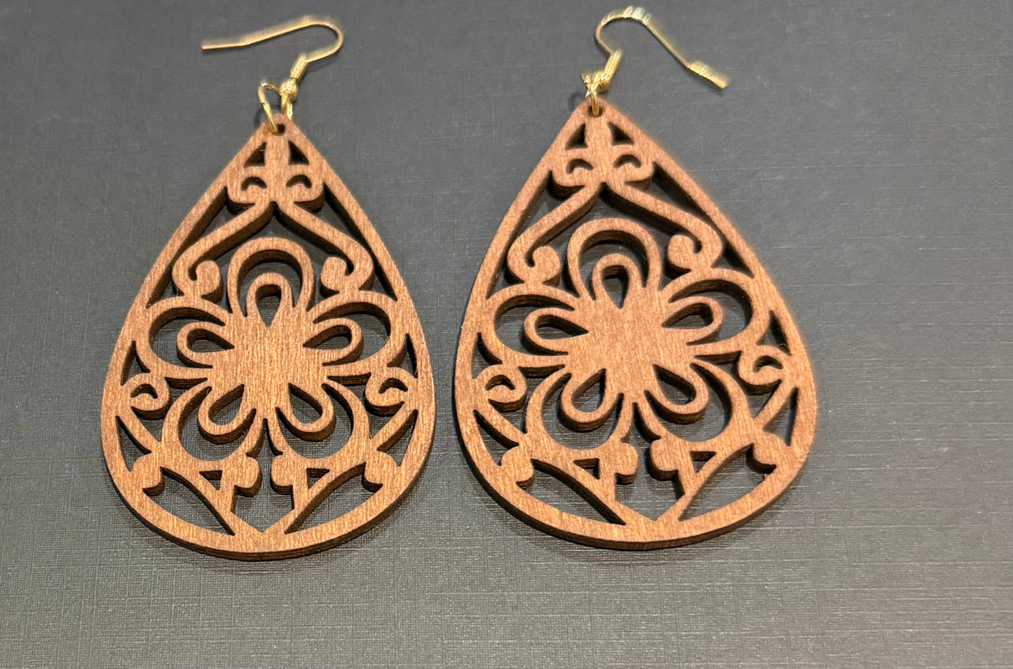 Wooden brown drop earrings