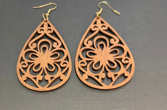 Wooden Brown Drop Earrings