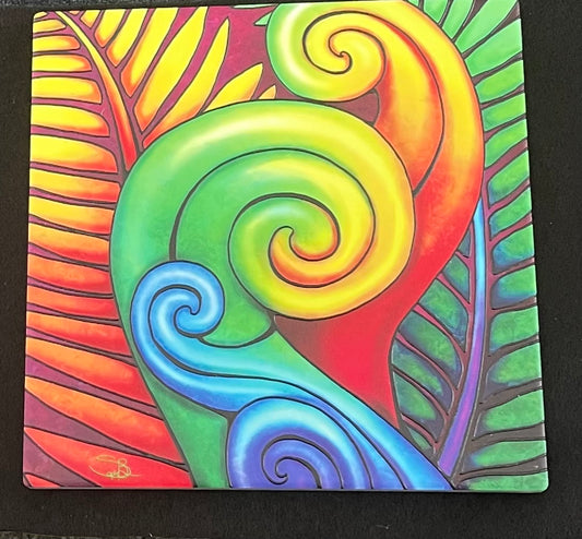 Fern 3D Square Plaque Plus a Gift Card To Match - Ceramic Art