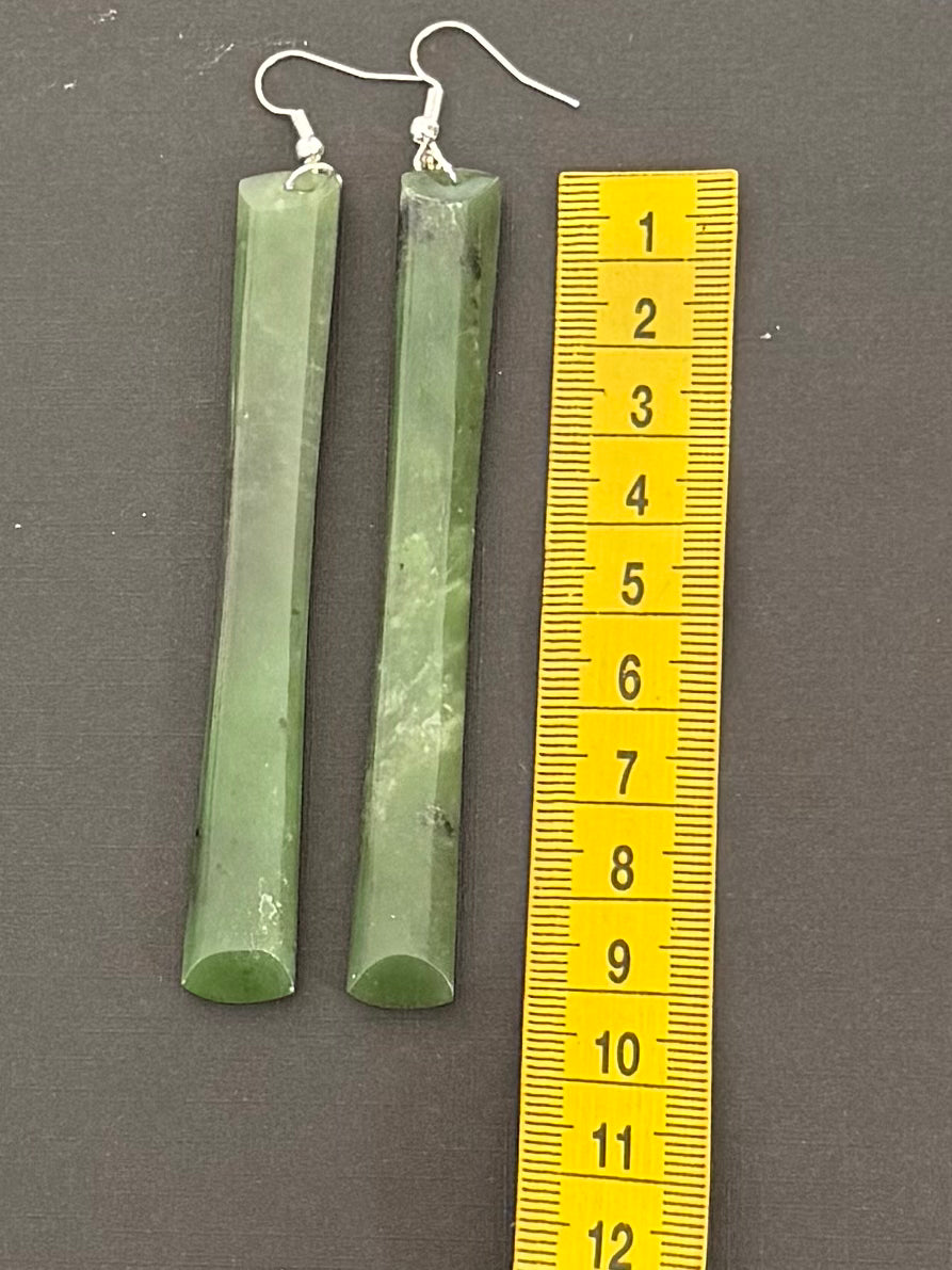 Extra Long Toki Greenstone Earrings 2