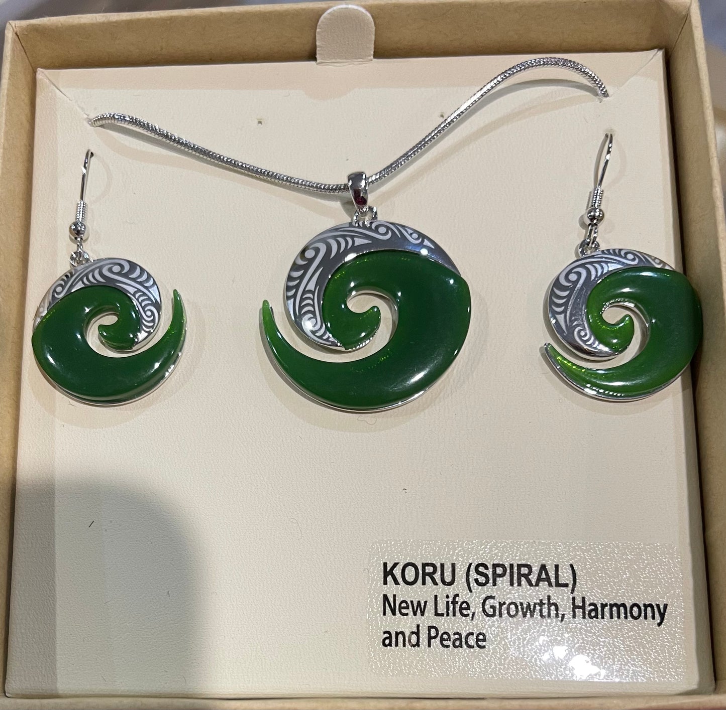 Koru Jade Necklace and Earrings