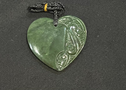 Large engraved Heart Pounamu Necklace