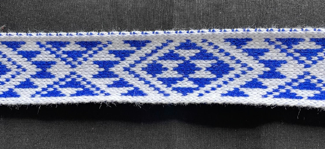 White and royal blue Pātiki - Taniko Band 2 in