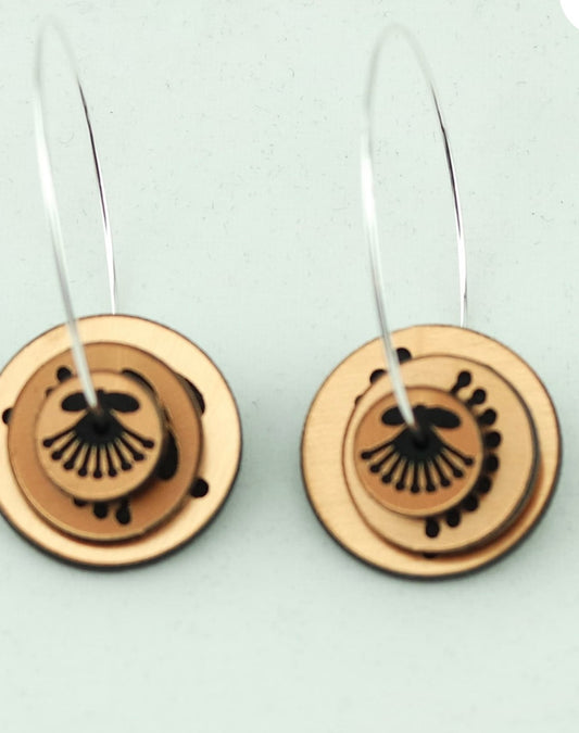 3d acrylic stacker pohutukawa Earrings copper