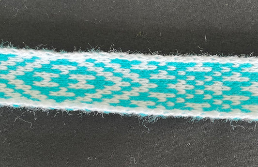 1inch white and turquoise Taniko Band