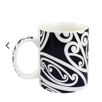 Maori Design Ceramic Mug - Black and White