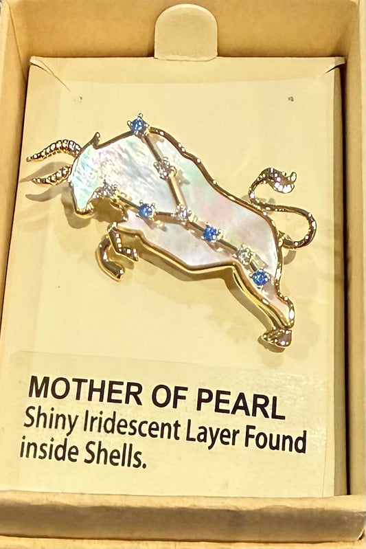 Mother of Pearl Brooch Taurus