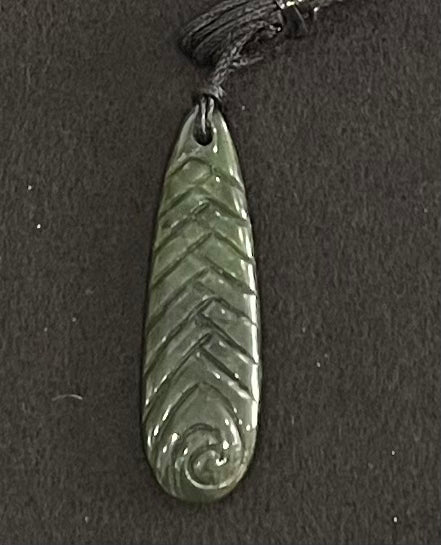 Engraved drop greenstone Necklacey
