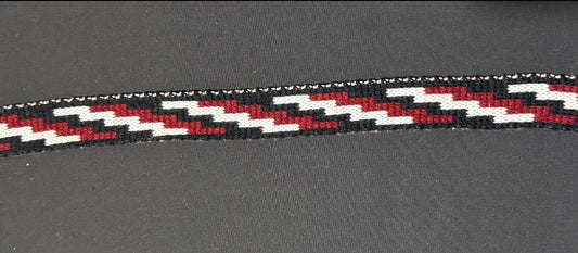 1inch maroon Black and White Poutama - Taniko Band