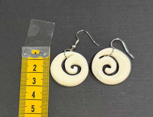 Koru - Carved Bone Earrings
