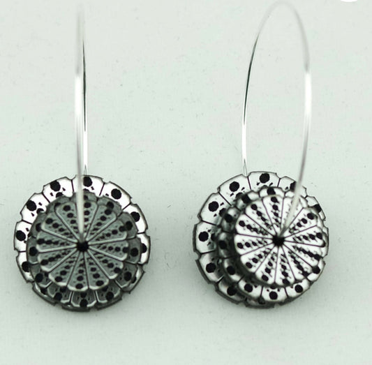3d stacker Kina Earrings silver