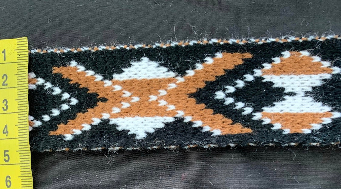 Tan Black and white Pātiki - Taniko Band 2inch