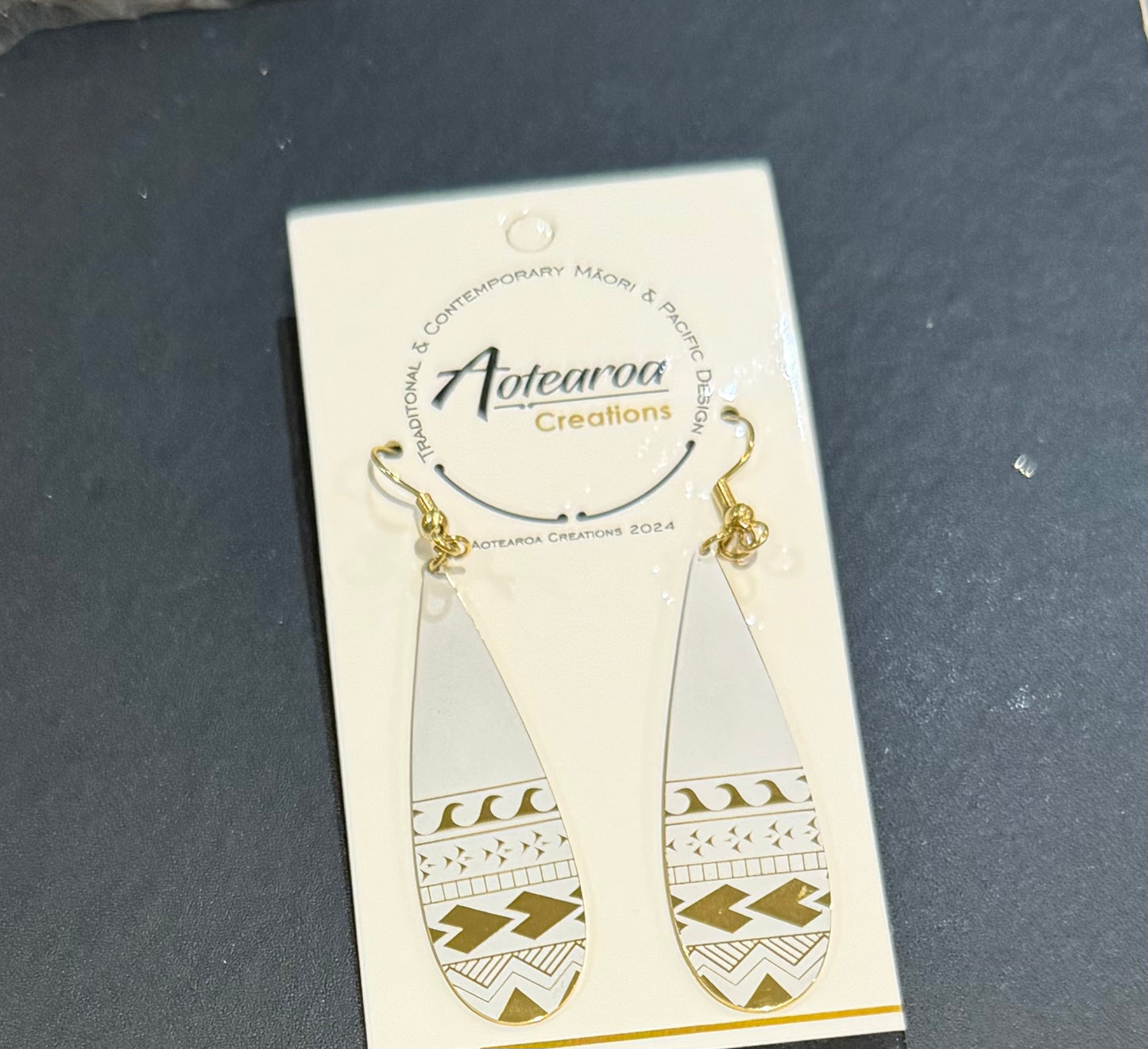 Stainless Steel white and gold Earrings