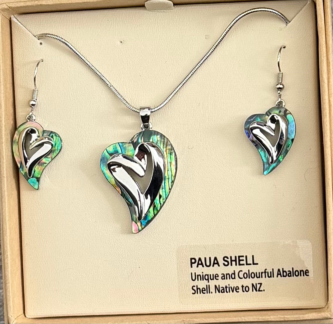 Heart Paua - Necklace and Earrings