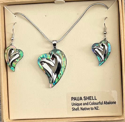 Heart Paua - Necklace and Earrings