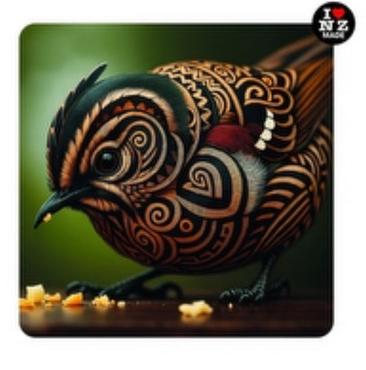 Maori Art Coaster by Artist Doug Healey Fantail