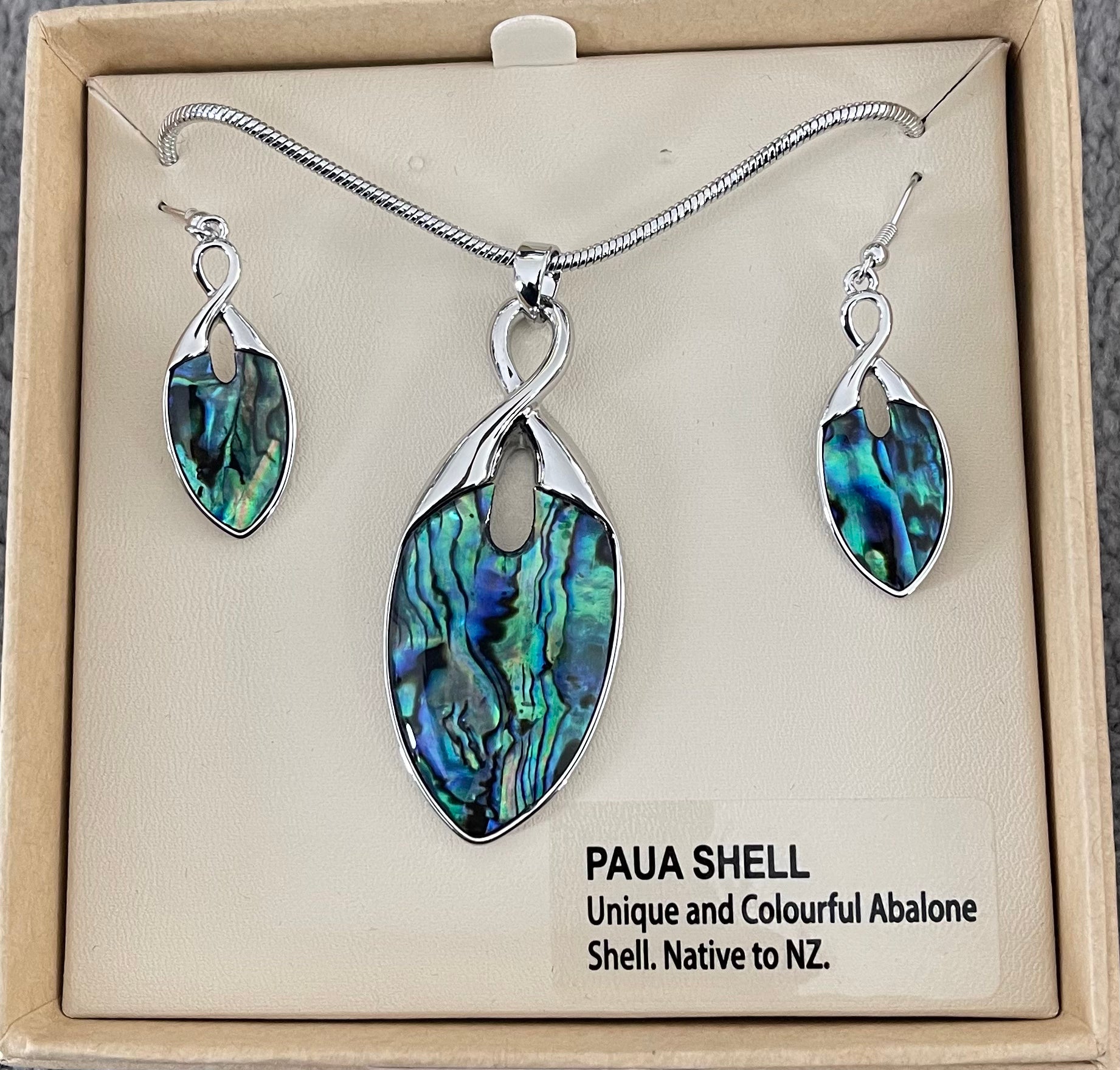 Paua twist Necklace and Earrings