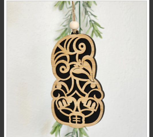 Tiki black bamboo and acrylic ready to hang
