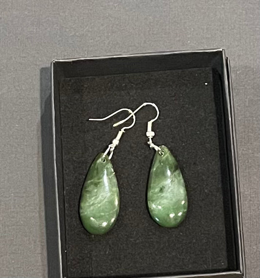 Tear Drop Greenstone Earrings