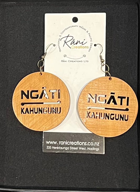 Rimu wooden earrings. Ngati Maniapoto