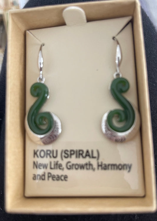Jade Green Koru Earrings