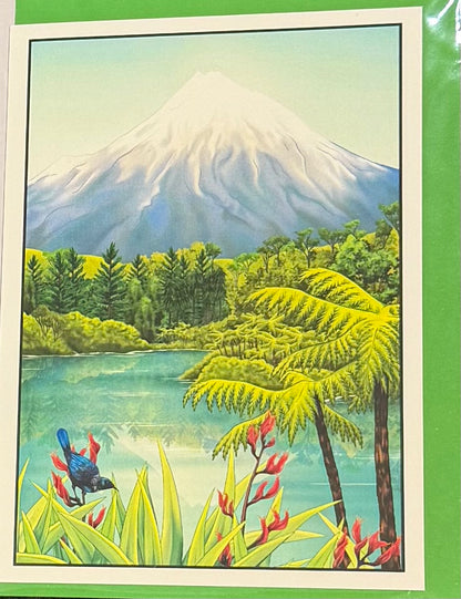 Square Mount Taranaki - Ceramic Wall Art Plus a Card To Match